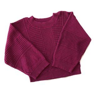 MOTH Anthropologie Purple Wide Sleeve Crop Sweater